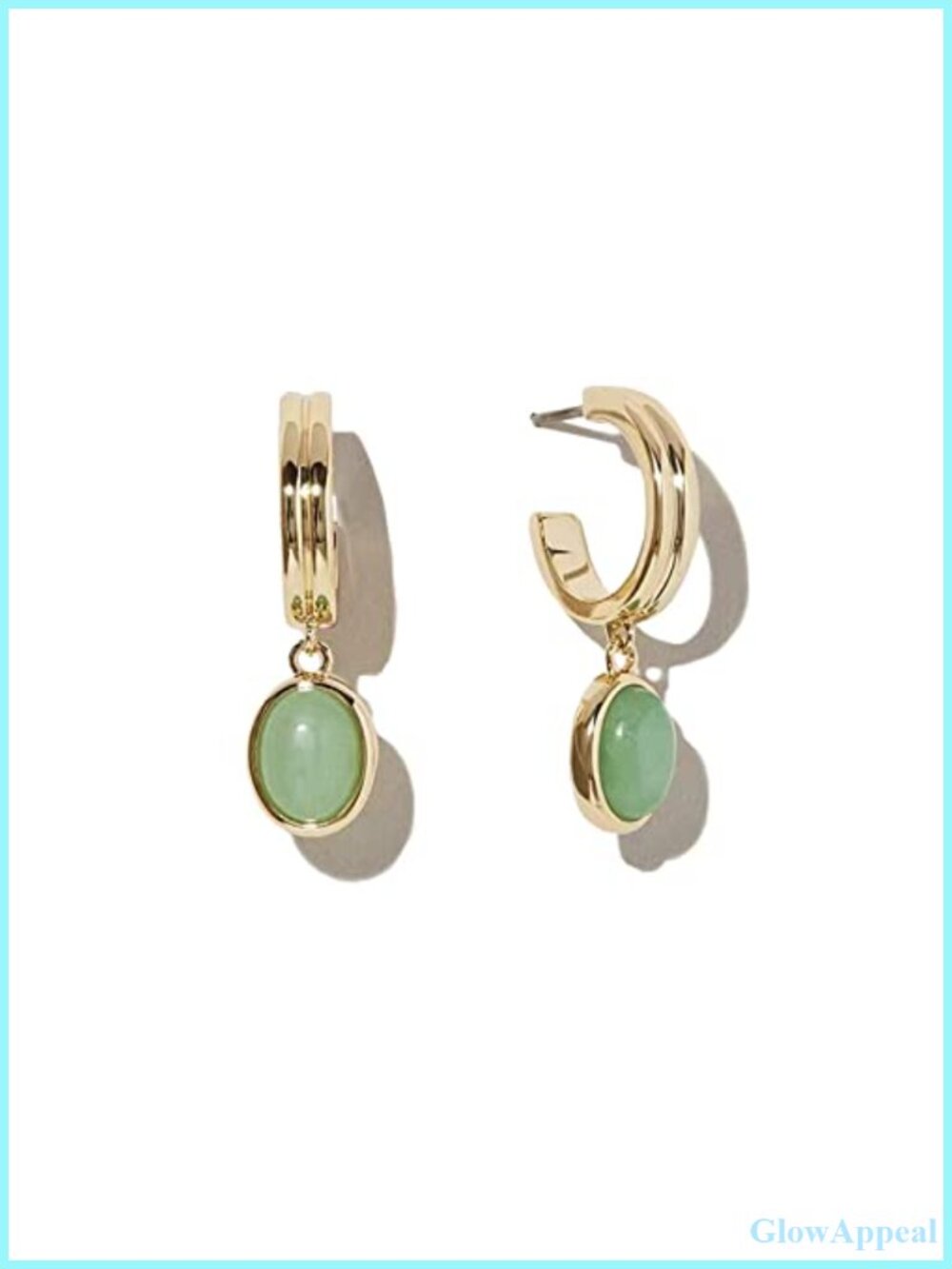 18K Gold Plated Jade Hoop Earrings Necklace Bracelet Set Women